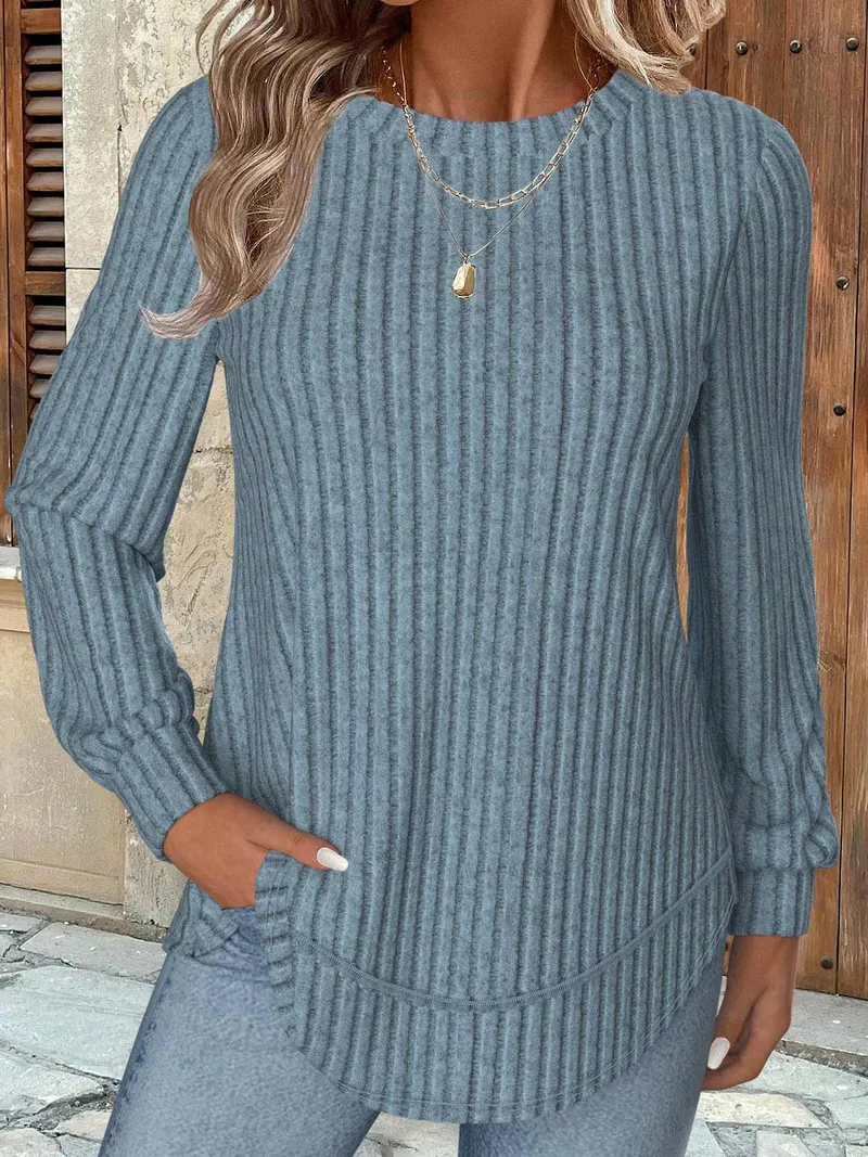Modlily Long Sleeve Round Neck Sweatshirt