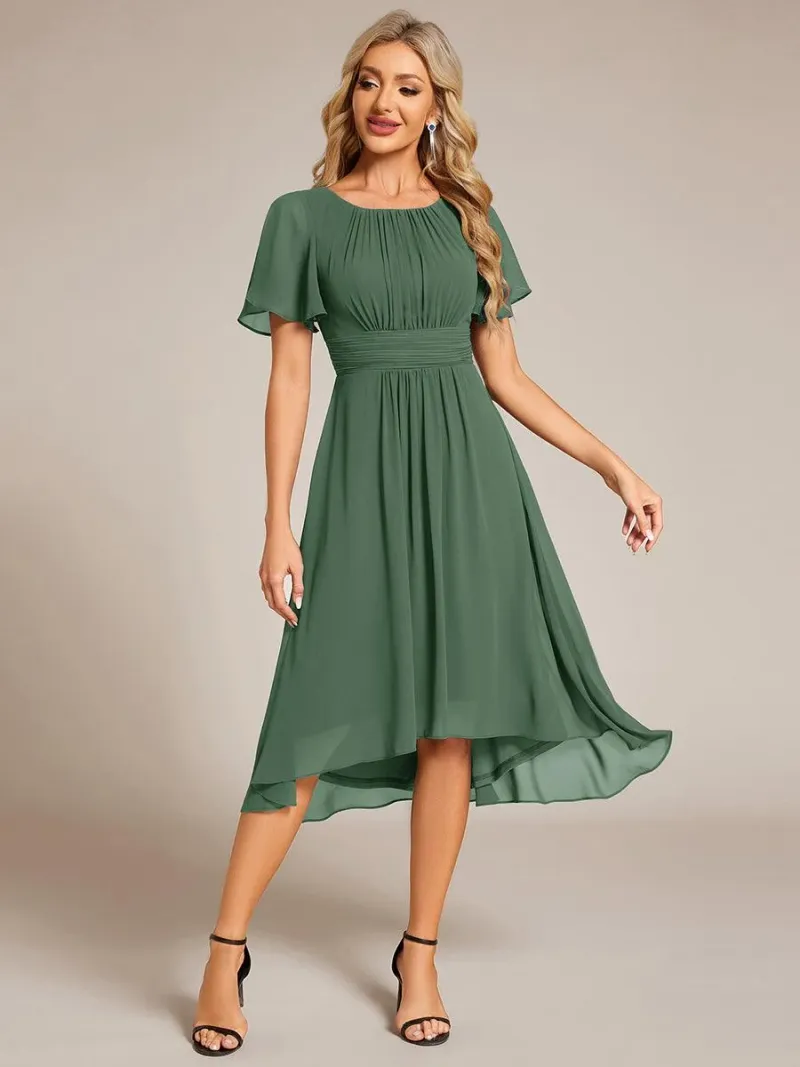 ever EDEN Flowy Chiffon Round Neckline A-Line Knee Length Wedding Guest Dress