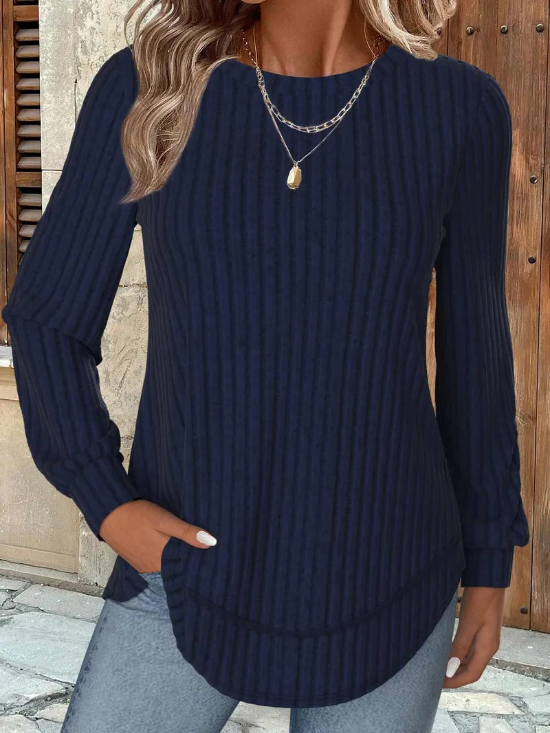 Modlily Long Sleeve Round Neck Sweatshirt