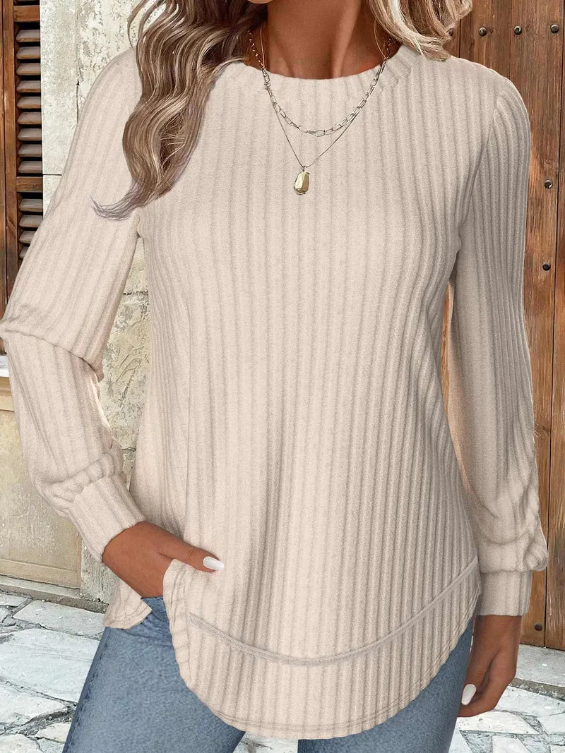 Modlily Long Sleeve Round Neck Sweatshirt