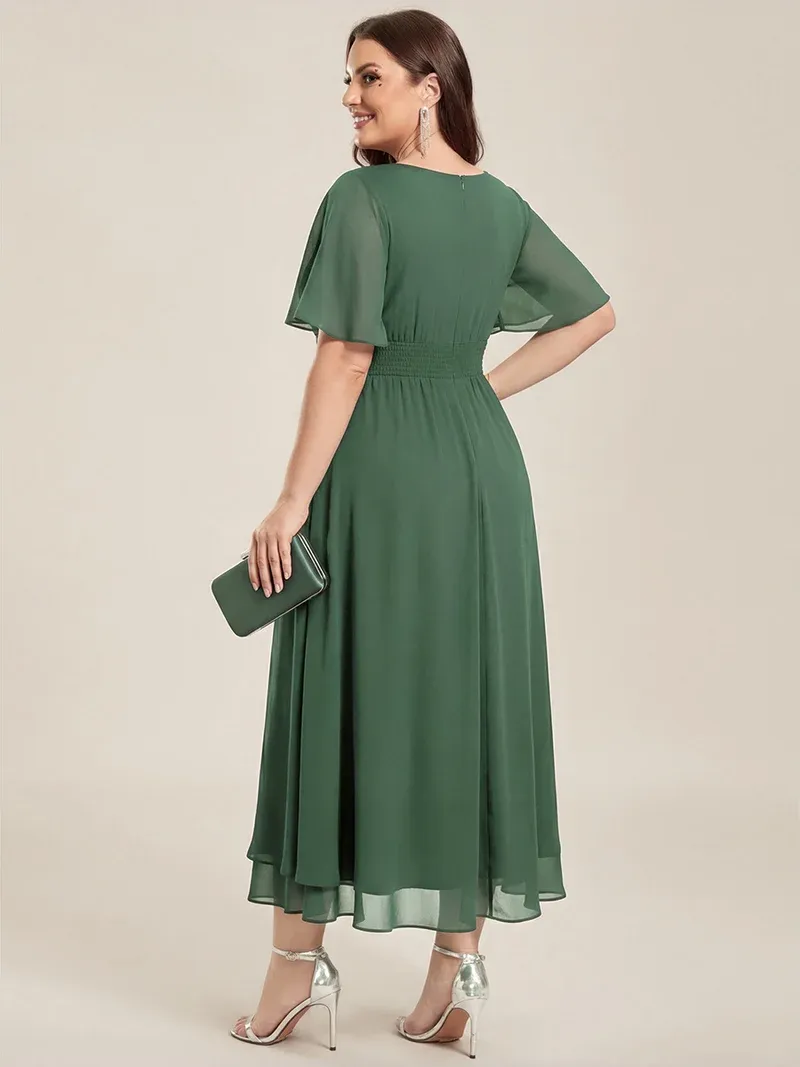 pretty LILOU Plus Size Chiffon Ruffle Sleeve Formal Dress