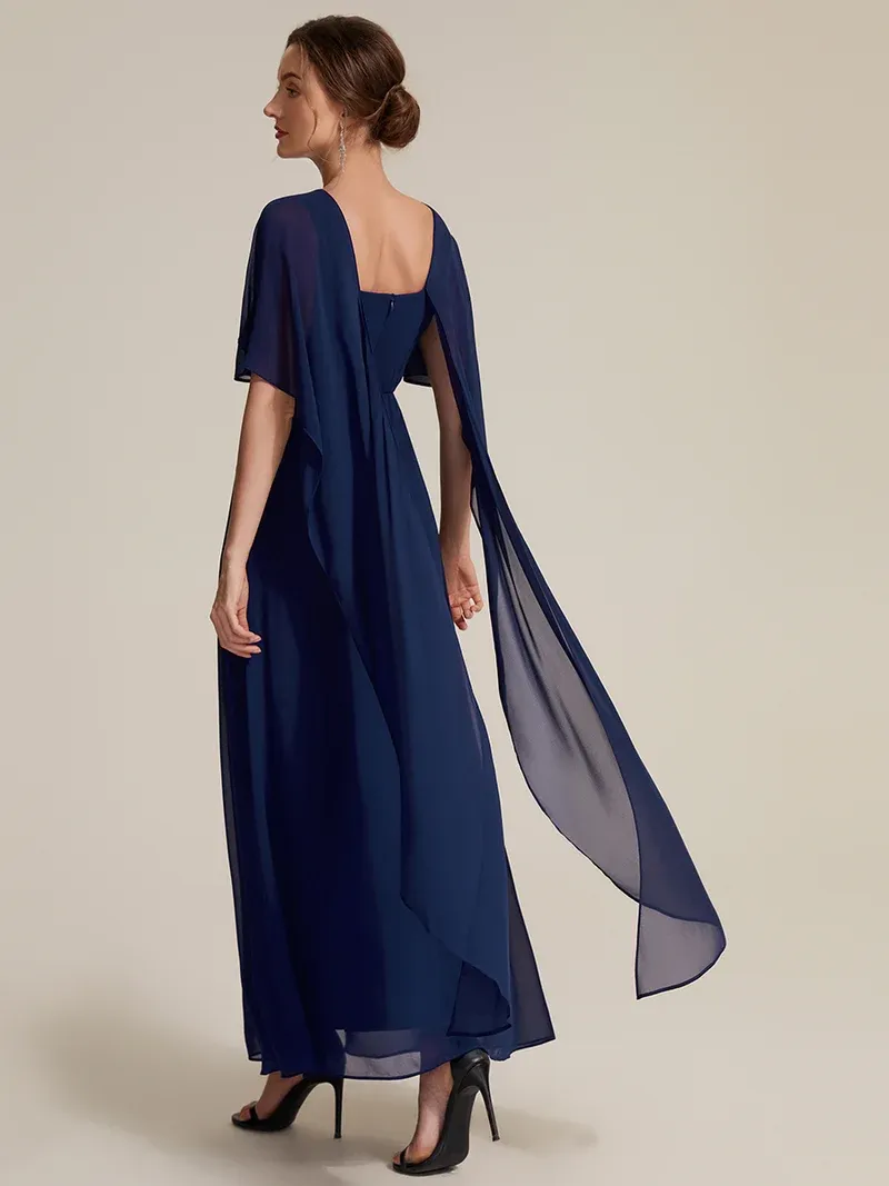 EVER-PRETTY Chiffon Cape Sleeve A-Line Mother of the Bride Dress